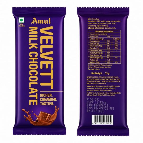 Amul Velvett Milk Chocolate – 43 g